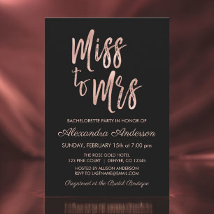 Invitation Mlle à Mme Pink Rose Rose Gold Bachelorette Party