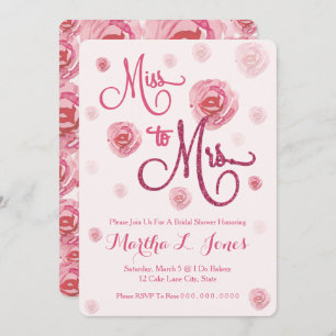 Invitation Mlle à Mme roses nuptiales de rose d'invitation de