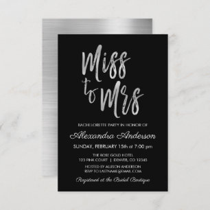 Invitation Mlle à Mme Silver Bachelorette Party