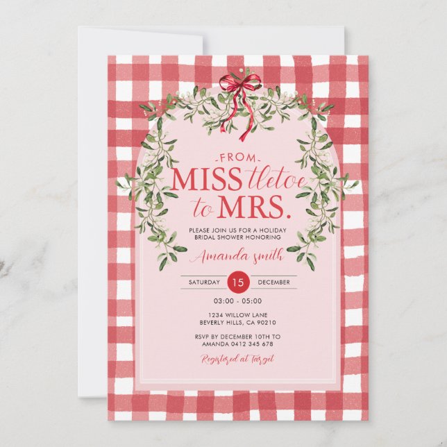 Invitation Mlle Tletoe à Mme Fête des mariées Noël de Noël de (Devant)