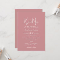 Mme à Mme Fête des mariées Puce Pink Calligraphy