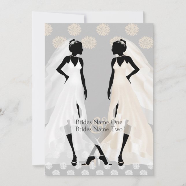 Invitation Mme et Mme Elegant Robe de Mariage et Fleur (Devant)