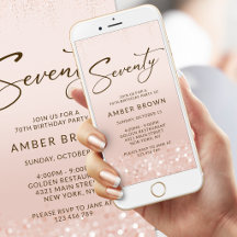 Invitation mobile d'anniversaire 70 ans paillettes