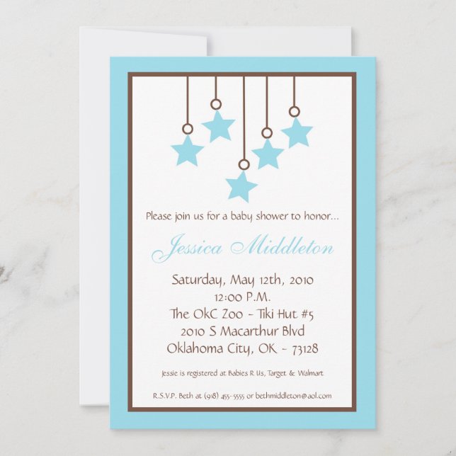 invitation mobile de baby shower de l'étoile 5x7 (Devant)