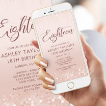 Invitation mobile pour 18e anniversaire Rose Gold
