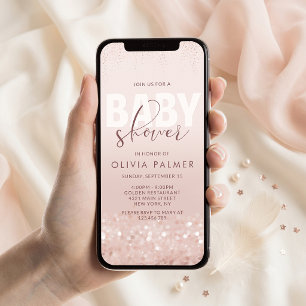 Invitation mobile pour Baby Shower avec paillettes
