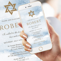 Invitation mobile pour bar-mitzvah à l'aquarelle b