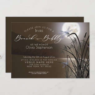 Invitation Mocha Brunch doux Pleine lune mousseuse libellule