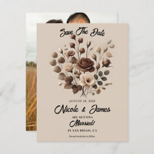 Invitation Mocha Mousse Beige Brown Floral Enregistrer La Dat