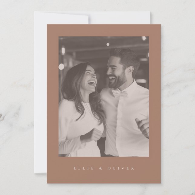 Invitation Mocha Mousse Boho Photo Mariage Moderne (Devant)