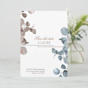 Invitation Mocha Mousse Botanical enregistrer la date