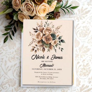 Invitation Mocha Mousse Floral Design Mariage beige