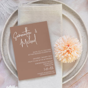 Invitation Mocha Mousse Mariage simple minimaliste tendance