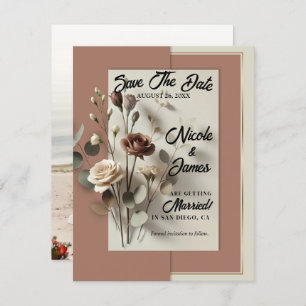 Invitation Mocha Mousse Moderne Botanique Floral Enregistrer 