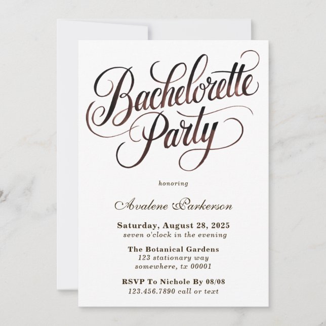 Invitation Mocha Mousse Peinture Calligraphie Bachelorette (Devant)