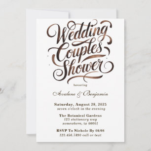 Invitation Mocha Mousse Peinture Écriture Mariage Couples Dou
