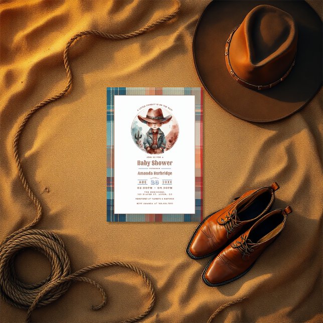 Invitation Mocha Mousse Rustique Western Cowboy Baby shower (Mocha Mousse Rustic Western Cowboy Baby Shower Invitation)