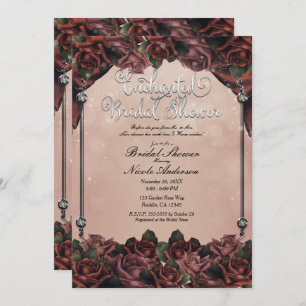 Invitation Mocha rouille Brown Roses Élégant Mariage de autom