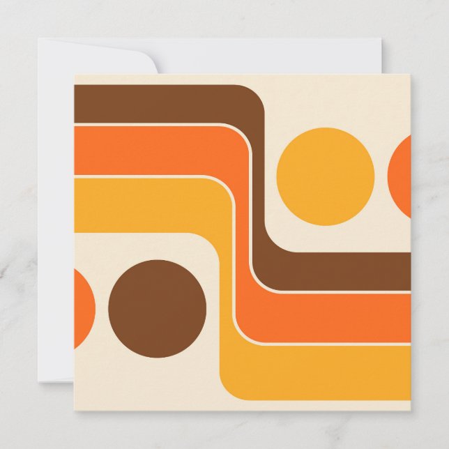 Invitation Mod 1970s Retro Style Geometric Design (Devant)