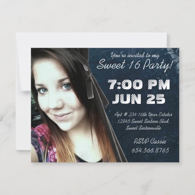 Invitation Mod Angle Grunge Photo Sweet 16 (Devant)