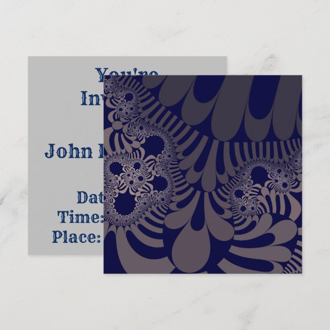 Invitation Mod bleu et argent (Devant / Derrière)