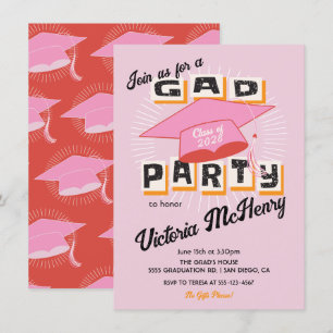 Invitation Mod Bright Bold Casquette de la fête de graduation