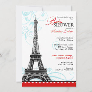 Invitation Mod Flourdir Tour Eiffel Baby shower parisien