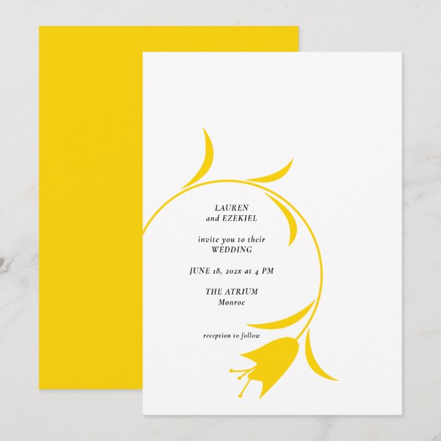 INVITATION MOD JAUNE MARIAGE TULIP (Devant / Derrière)