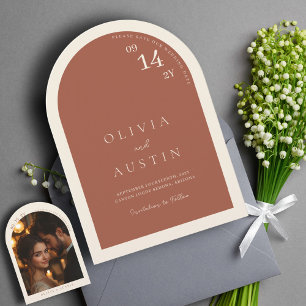 Invitation Mod Minimaliste Arc en terre cuite Photo Enregistr