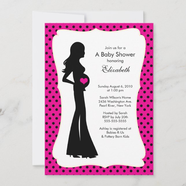 Invitation Mod Mom Baby Girl Baby shower Hot Pink