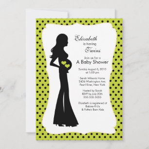Invitation Mod Mom Twins Baby shower Boy Girl Green