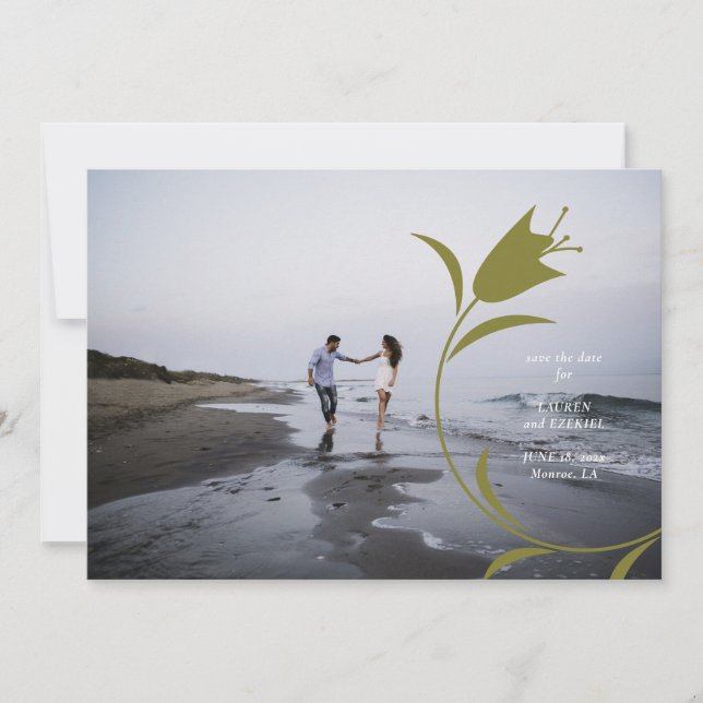 INVITATION MOD PEACH & OLIVE TULIP MARIAGE ENREGISTRER LA DAT (Devant)