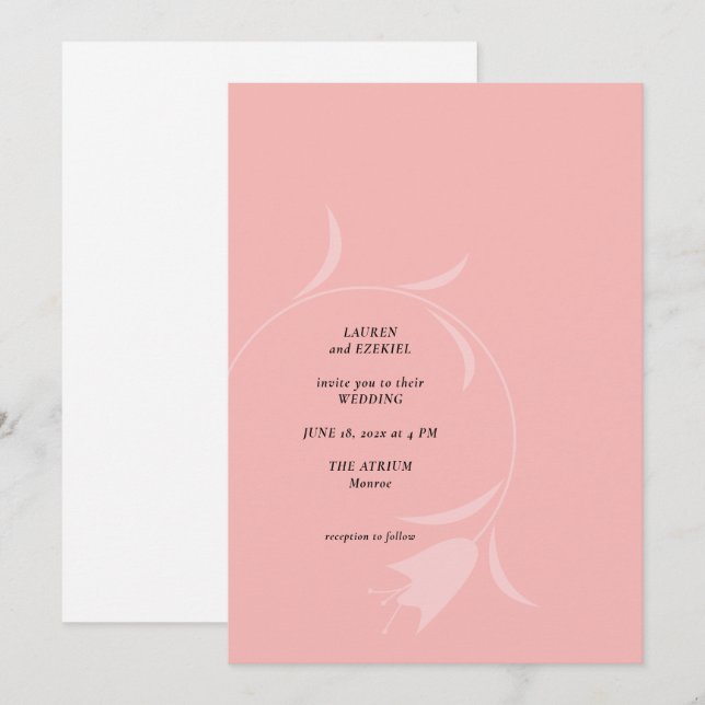 INVITATION MOD PINK TULIP MARIAGE (Devant / Derrière)