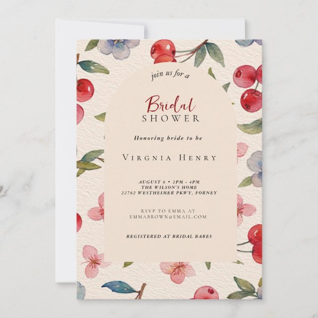 Invitation Moda Coquette Cherry en una gran ducha de novia (Devant)