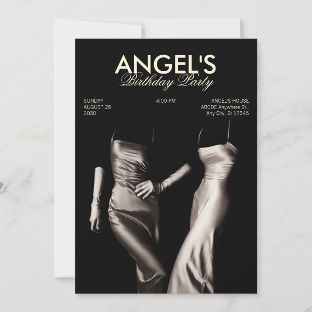 INVITATION MODE BLANC NOIR ROBE SOIE GLAMOR ESTHÉTIQUE (Devant)