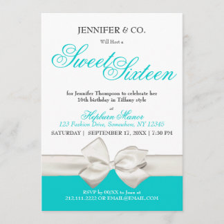 Invitation Mode classique Bleu thème Sweet sixteen Anniversai