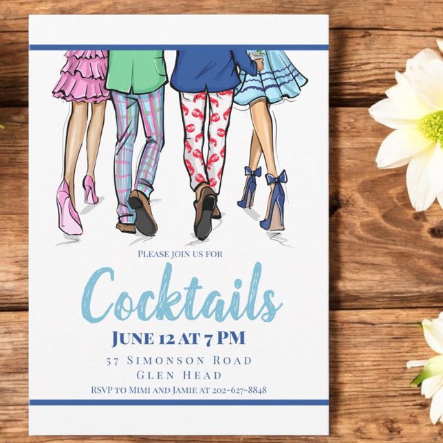 Invitation Mode de fête de cocktail Couples Homard Prépa (Créateur téléchargé)