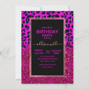 Invitation Mode moderne Parties scintillant rose violet Leopa
