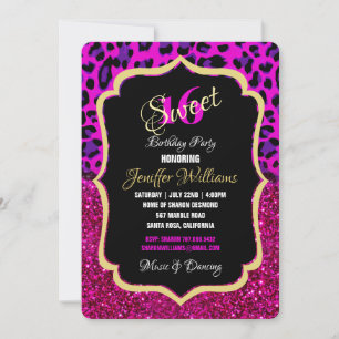 Invitation Mode moderne Parties scintillant rose violet Leopa