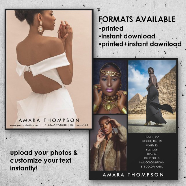 Invitation Model Actor Modeling Comp Card 4 Photo Black (Model Actor Modeling Comp Card 4 Photo Black)
