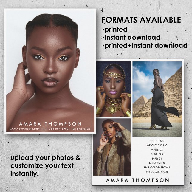 Invitation Model Actor Modeling Comp Card 4 Photo Modern (Model Actor Modeling Comp Card 4 Photo Modern)