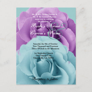Invitation Modèle 2 de mariage de rose de bleu et de pourpre