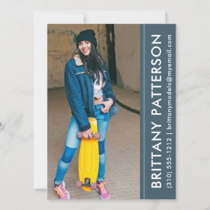 Invitation Modèle Acteur Photo Pro Comp Card bleu