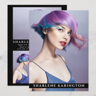 Invitation Modèle Acteur Pro Comp Card 3 Photo Retour noir