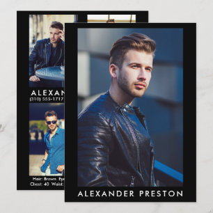 Invitation Modèle Acteur Pro Comp Card Homme 5 Photo Noir