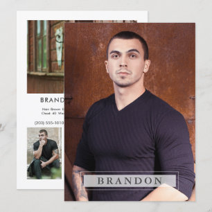 Invitation Modèle Acteur Zed Comp Card 5 Photo 5.5x7.5 Pro