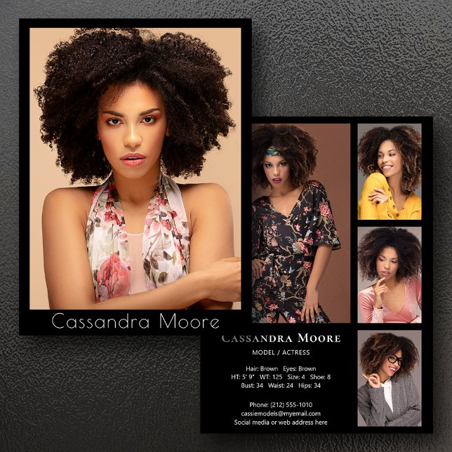 Invitation Modèle Actor 5 Photo Deux Côtes Pro Composite Card (Available in high quality print or digital download for quick messaging, email or self printing.)