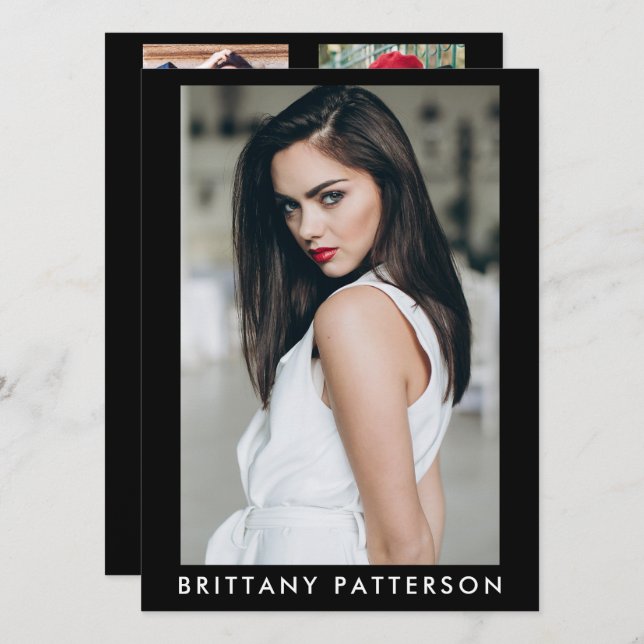 Invitation Modèle Actor Pro Comp Card Femme 5 Photo (Devant / Derrière)