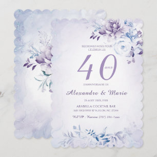Invitation Modèle Anniversaire 40 ans Couleur Lavande -> Modè