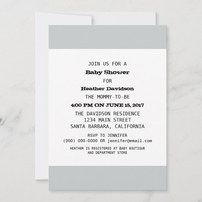 Invitation Modèle baby shower (Devant)